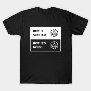 How It Started and How It's Going Funny D20 Dice Status T-Shirt